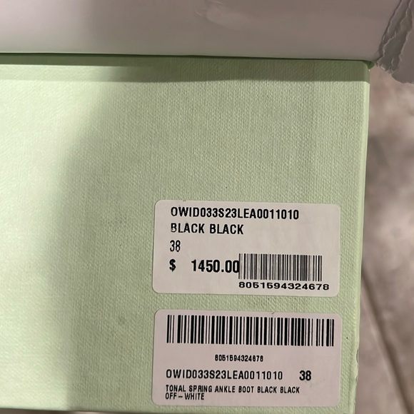 Off-White Leather Peculiar Spring High-Heeled Ankle Boots in Black, NEW, Size 38 - Picture 12 of 14